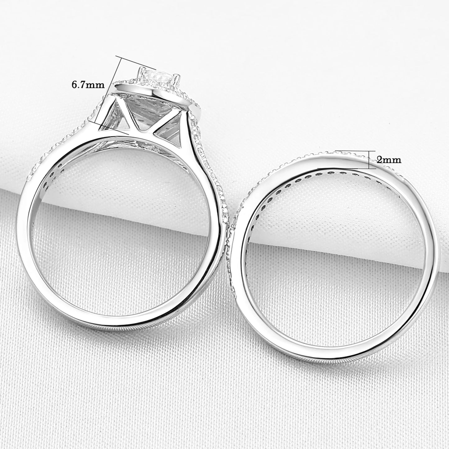 Wedding Ring Set Classic Jewelry 1.3 Carats Pear Cut AAAAA CZ 925 Sterling Silver Engagement Rings for Women 1R0004