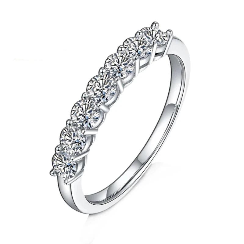 925 Sterling Silver Moissanite Ring Jewelry 0.7Ct VVS1 Half Eternity Band Moissanite Diamond Wedding Ring for Women