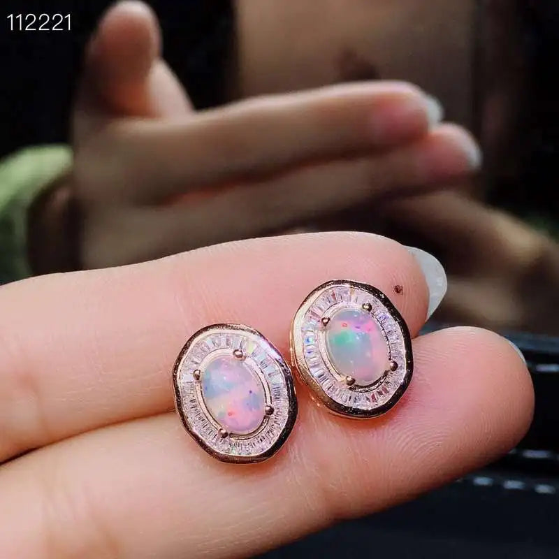 Exquisite Jewelry 925 Sterling Silver Inlaid Natural Gem Opa Female Ring Pendant Ear Nail Taoz Support Detection NEW