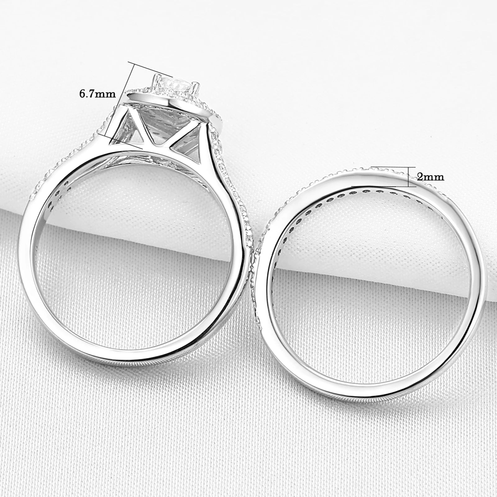 Wedding Ring Set Classic Jewelry 1.3 Carats Pear Cut AAAAA CZ 925 Sterling Silver Engagement Rings for Women 1R0004