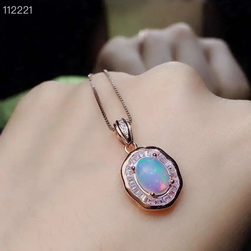 Exquisite Jewelry 925 Sterling Silver Inlaid Natural Gem Opa Female Ring Pendant Ear Nail Taoz Support Detection NEW