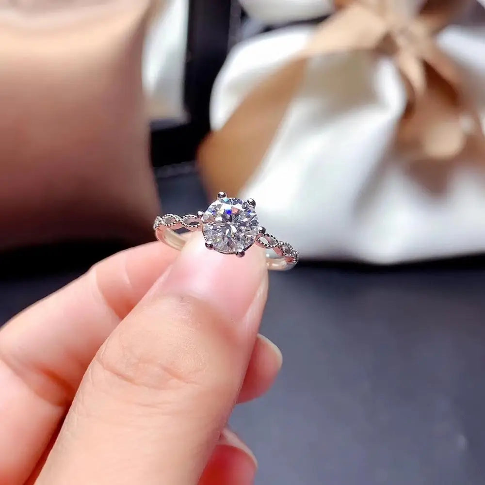 New Crackling Moissanite Ring for Women Jewelry Engagement Ring for Wedding 925 Silver Gold Plated Birthday Gift